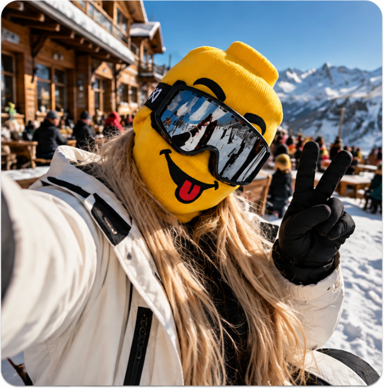 Customer with ski mask in mountain hut